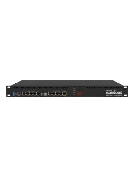 Routerboard 3011uias With Dual Core 1 4ghz Arm Cpu  1gb Ram  10xgbit Lan  1xsfp Port  Routeros L5  1u Raackmount Case  Lcd Pa