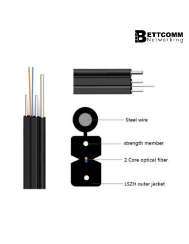 Cable Drop Ftth - Figura 8 - 2 Fo - Con Mensajero De Acero - Lszh - G657a2 - 2 *0 45mm  1 0mm  Od:2 0*5 0mm